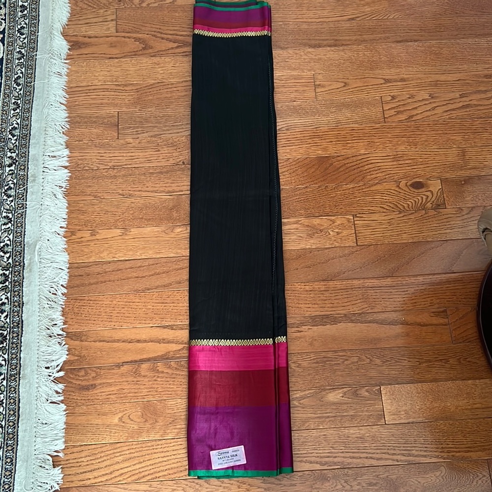 Beautiful sexy dark saree with bright designs